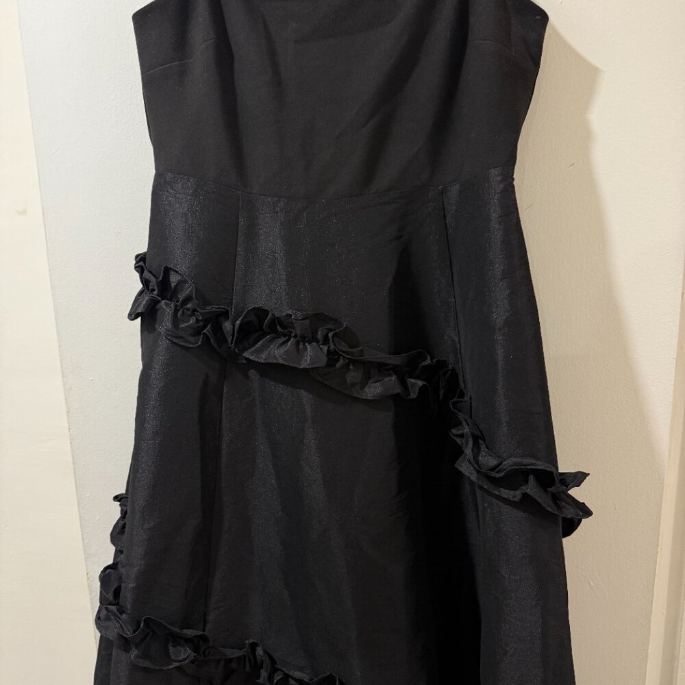 🖤✨ Likely Arissa Gown Black Ruffle Trim Taffeta Maxi Dress Sz 12 - Picture 7 of 15